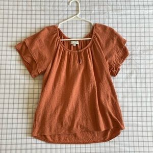 Madewell Texture & Thread Orange Crinkle Texture Fall Blouse Top